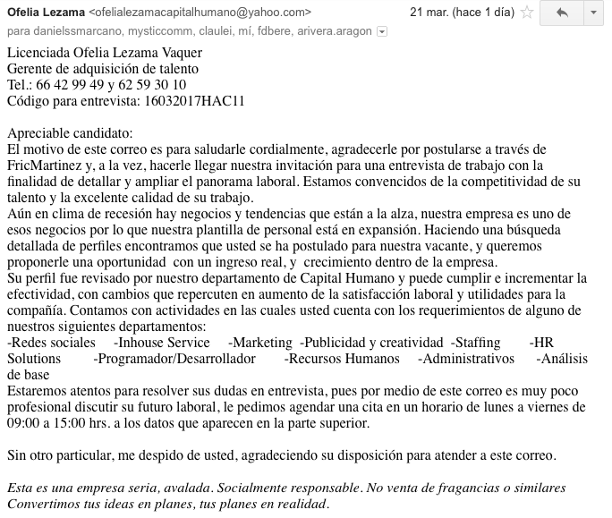 Cuidado con este fraude!!!SICDT (Sistema Integral de Consultoría y Desarrollo Tecnológico), buscas eso en google y lo primero que aparece es FRAUDE.