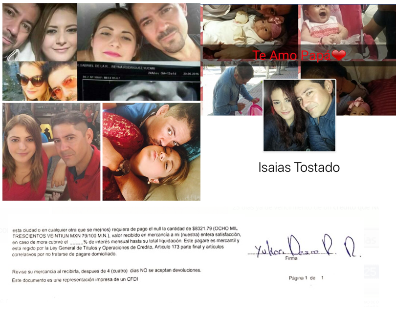 Isaias Tostado  –  Yucari Desire Reyna Rodriguez  –  SIQUEROS NUM 339 COL. LAS MAÑANITAS   C.P. 82138 MAZATLAN, SINALOA, MEXICO